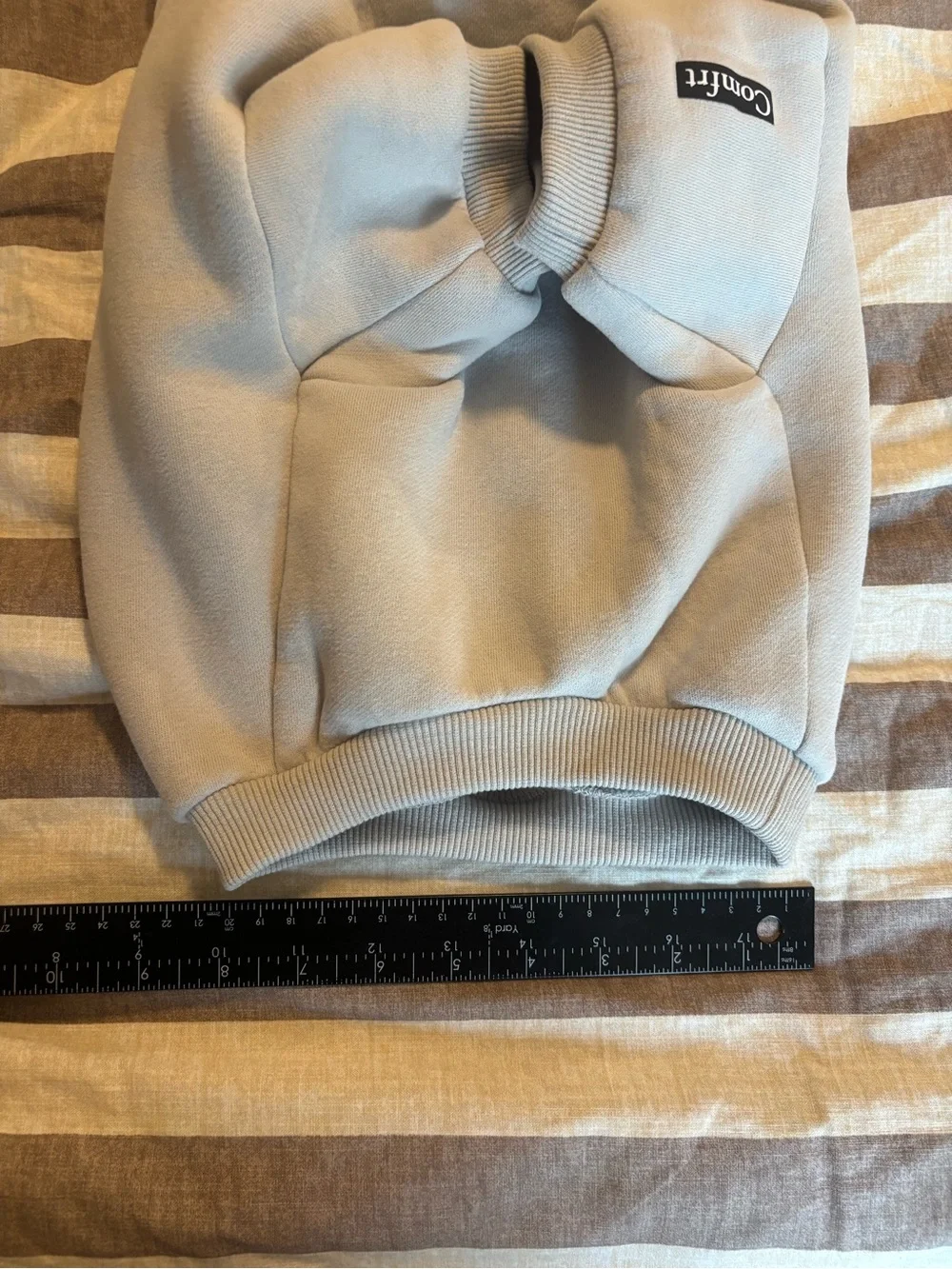 Comfort Plush Light Gray Dog Sweatshirt with Collar Tag